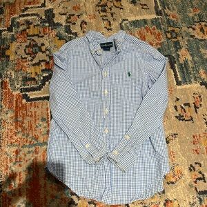 EUC Ralph Lauren Boys M (10/12) Button-Down, light blue plaid